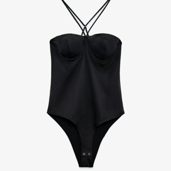 Zara Tops Zara Satin Bustier Bodysuit Top Poshmark